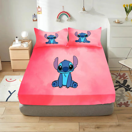 Stitch Fitted Sheet Bedding Set Bedding Sets  Comfortable Soft 3-Piece Set With Pillowcase