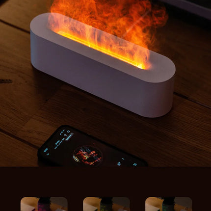 Essential Oil Aroma Diffuser Flame Air Humidifier Ultrasonic Cool Mist Difusor with RGB Realistic Fire Night Light