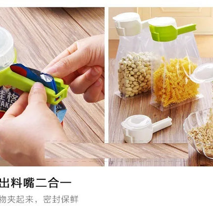 1pcs Plastic Cap Sealer Clip with Pour Spouts Snack Candy Storage Food Storage Bag Sealing Clips  Fresh Clamp Kitchen Organizer