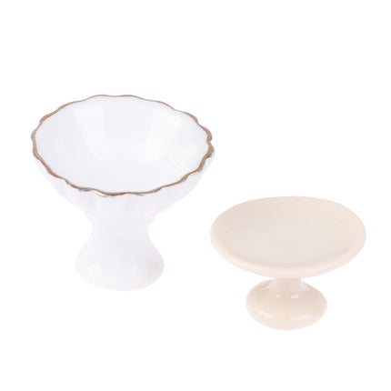 1:12 Dollhouse Miniature Ceramic Fruit Dish Plate Tall Tray Cake Plate Model Kitchen Accessories For Doll House Decor Toys Gift