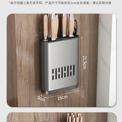 Wall-mounted Chopsticks Tube Kitchen Rack Wall Hanging Punch-free Tool Rest Cutter Drain Aluminium Chopsticks Cage Storage Box
