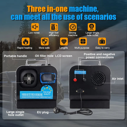 2/5/8KW All-in-one Air Diesel Parking Heater Car Heater Diesel Air Heater With Silencer Remote Control Truck Boat Bus RV Trailer