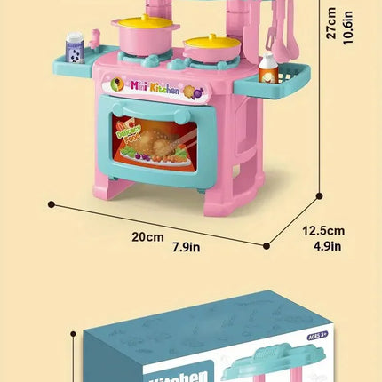 Mini Kitchen Counter Play Set DIY Simulated Cooking Food Tableware Play House Role Play Pretend Game Toy Gift Kid Boy Children