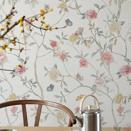 Fresh Pink Floral PVC Peel And Stick Wallpaper Elegant Beautiful Self Adhesive Wall Contact Paper Waterproof TV Background