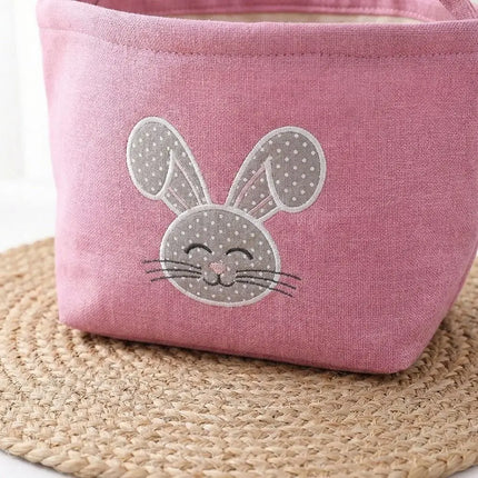 Cartoon Rabbit Storage Basket Wear-resistance Decorative Rabbit Egg Basket with Handle Large Capacity Happy Easter Handbag
