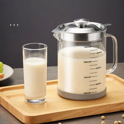 GIANXI Glass Oil Filter Kitchen Seasoning Tank Oil Tank Impurity Separator Fine Mesh Oil Filter Container Cooking Tool