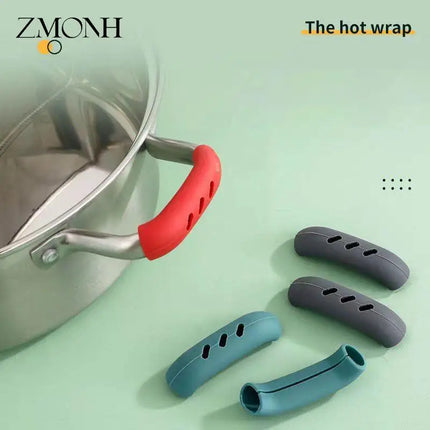 2 x Silicone Anti-Scald Pot Handle Protectors Non-Slip Pot Clip Sleeves Heat Resistant Oven Gloves Kitchen Gadgets
