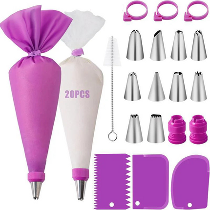 Silicone Piping Bags and Tips Set