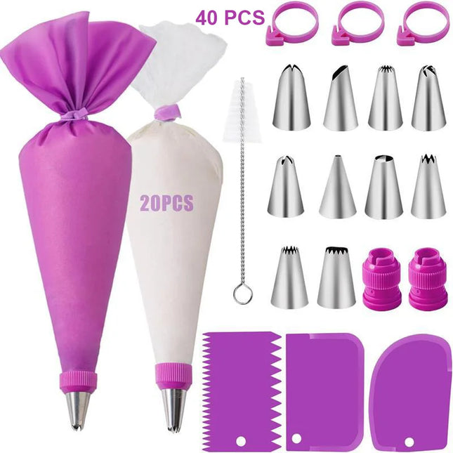 Silicone Piping Bags and Tips Set