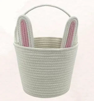 Personalised Easter Name Basket, Bunny & Carrot Rope Basket for Baby First Easter, Easter Egg Hunt Basket, Baby Shower Gift