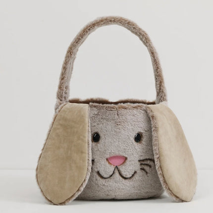 Plush Easter Basket For Kids Soft Fluffy Candy Gift Bag For Boys Girls Cute Easter Bucket Egg Hunt Bunny Bag With Ears Party