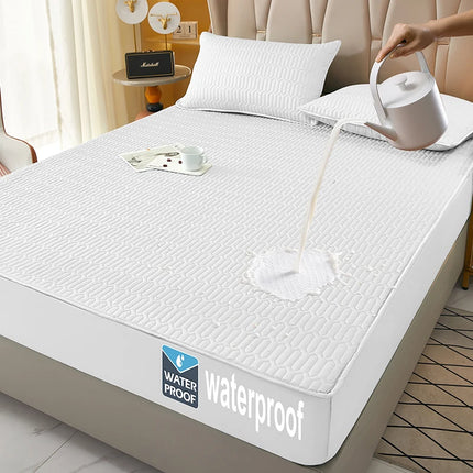 Waterproof Fitted Sheet, Thickened Quilted 100% Waterproof Mattress Cover, Mattress Protector, Bed Cover For Living Room 160x200