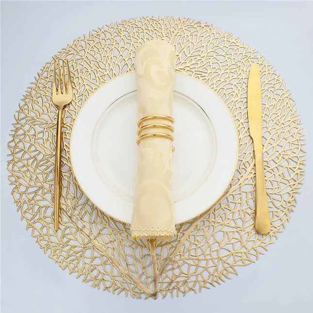 Golden Leaf PVC Placemats Set