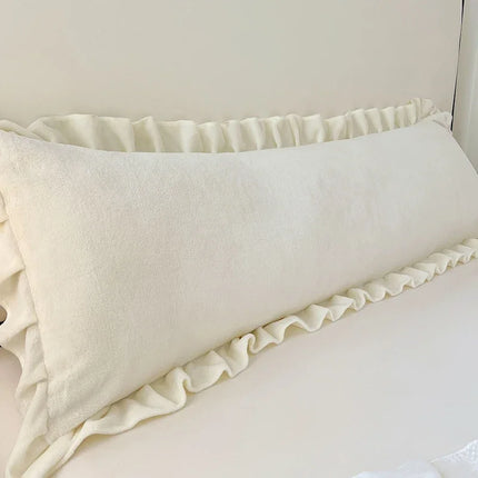 Length Sleeping Pillowcase with Ruffle Winter Couple Double Fleece Flannel Warmth Big Size Pillow Covers Home Bedding 45*180cm