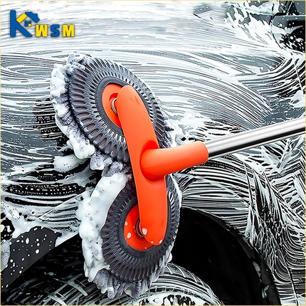 Car Double Head Car Wash Mop Car Wash Brush Rotating Not Hurt The Car Soft Brush Long Handle Detachable Retractable Car Brush