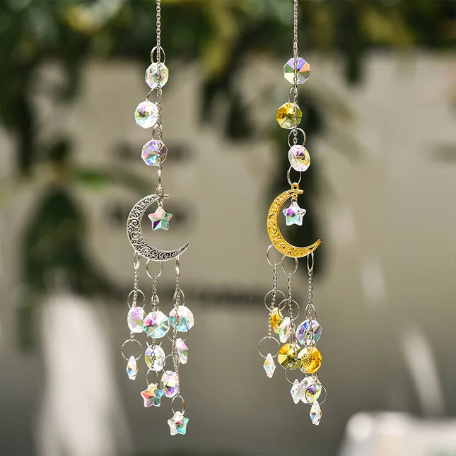 Crystal Moon Pentagram Suncatcher