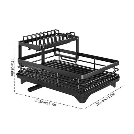 Adjustable Stainless Steel 2-Tier Dish Drying Rack