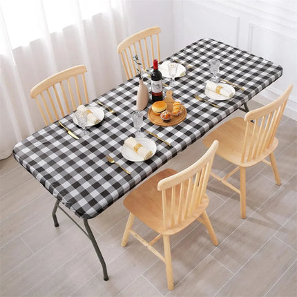 Homaxy Round Table Cloth Fitted Vinyl Tablecloth Elastic Waterproof Dining Table Covers Home Decoration For Picnic Camping Out