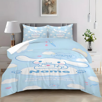 Cinnamoroll Duvet Cover Customizable Bedding Set Personalize with Your Name Machine Washable Ideal for Rooms & Guest Bedrooms