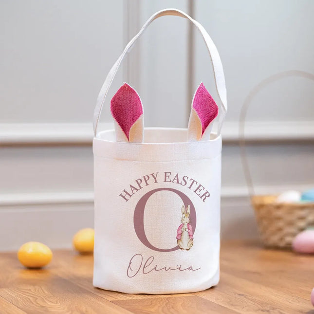1pcs Personalised name Easter Basket Reusable custom Sack Bag for Kids Egg Hunt Party supplies Favors Home Holiday Decorations