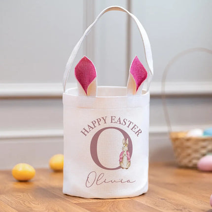 1pcs Personalised name Easter Basket Reusable custom Sack Bag for Kids Egg Hunt Party supplies Favors Home Holiday Decorations