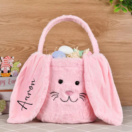 Personalized Plush Easter Bunny Basket for kids boys girls Cotton Toy Bag for Easter Egg Hunt Kids Holiday Gift Party supplies