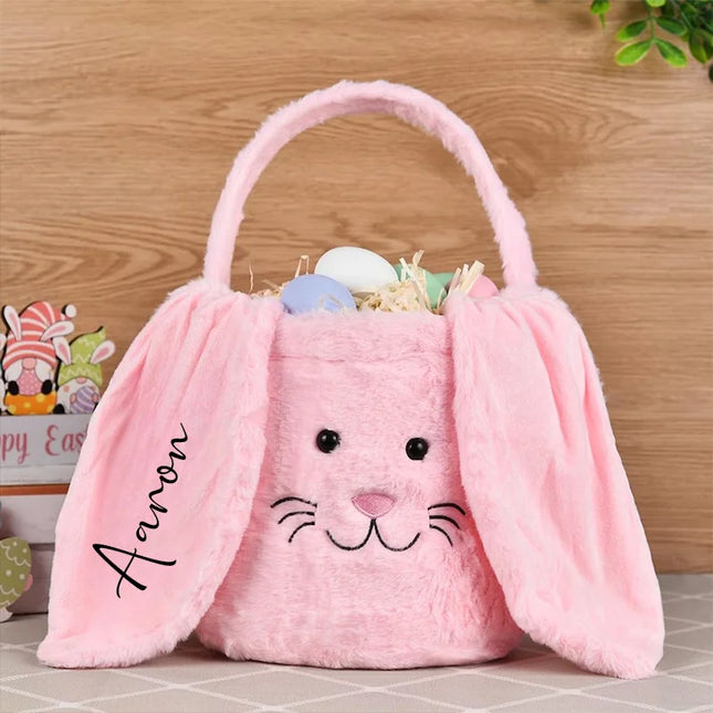 Personalized Plush Easter Bunny Basket for kids boys girls Cotton Toy Bag for Easter Egg Hunt Kids Holiday Gift Party supplies