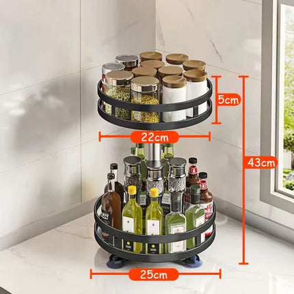 Rotation Spice Rack Organizer Metal Tray