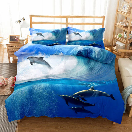 3D Ocean Bedding Set King Queen Double Full Twin Single Size Bed Linen Set