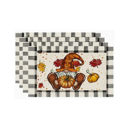 4/6pcs Placemats Thanksgiving Pumpkin Harvest Kitchen Dining Table Decor Accessories Heat Resistant Linen Tableware Mats Coaster