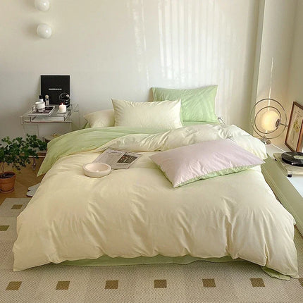 Simple Fresh Queen Bedding Set 100% Cotton Soft Comfortable Duvet Cover Set with Sheets Quilt Cover and Pillow Covers Bed Sets