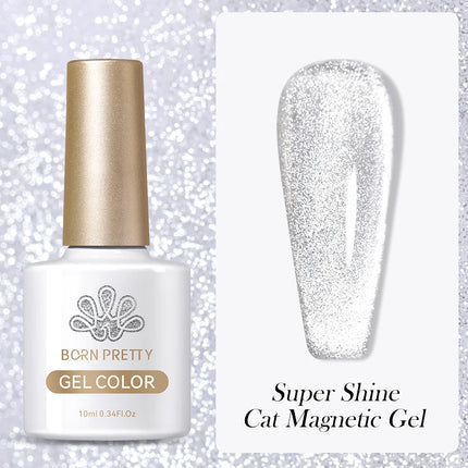 BORN PRETTY 10ml Rainbow Purple Water Light Cat Magnetic Gel Nail Polish Shining Sliver-light Holographics Semi Permanent UV Gel