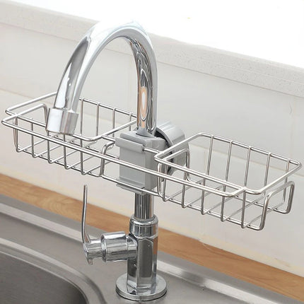 Kitchen Stainless Steel Sink Drain Rack Sponge Storage Faucet Holder Soap Drainer Shelf Organizer Towel Rack Kitchen Accessories