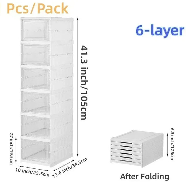 6-Layer Foldable Transparent Shoe Storage Box