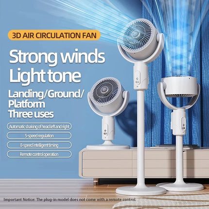 360 Circulation Quiet Powerful Floor Fan,Standing Smart Fans,with Remote Control Adjustable Height