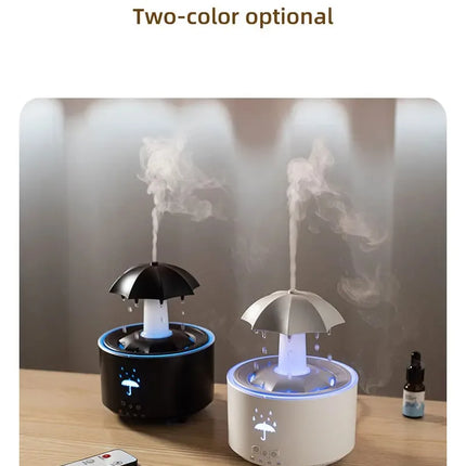 Colorful Rain Drop Aroma Diffuser with Rotating Water Mist 300ml Ultrasonic Humidifier/Remote Control/Timer/LED Light