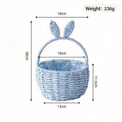 Bunny Gift Basket Decorative Easter Basket Rabbit Ear Basket Rattan-Style For Event Favors Nursery Room Easter Gift