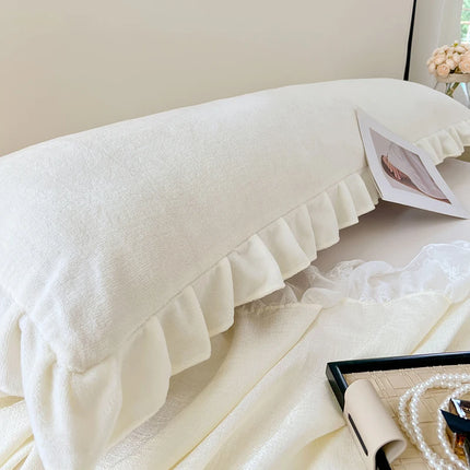 Length Sleeping Pillowcase with Ruffle Winter Couple Double Fleece Flannel Warmth Big Size Pillow Covers Home Bedding 45*180cm