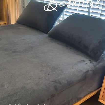 Warm Plush Fitted Sheet Elastic Mattress Cover Velvet Bed Cover Full Set Winter Soft Family Double Bed Bedding 120/150/180x200cm