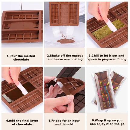 10 Grids Silicone Molding Chocolate Bar Mold Non-Stick Reusable Kitchen Deep Chocolate Mold Multipurpose Large Candy Molds