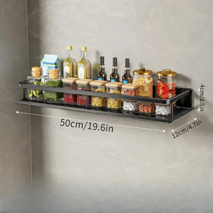 Kitchen Shelf Spice Storage Rack Wall-mounted Kitchen Spatula Spoon Hook Towel Bar Suitable Kitchen And Bathroom Item Storage