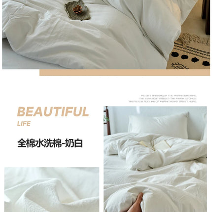2025 New All-cotton Quilt Cover Class A Yarn-dyed Washed Cotton Single Bed Cover Solid Light Blue Breathable Bedding 220x240
