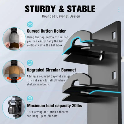 Wall-mounted Baseball Cap Storage Rack Punch-free Baseball Cap Organizer With Adhesive Can Accommodate 10 Hats Home Storage
