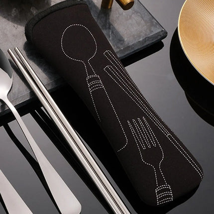 1PC Tableware Bag Fabic Portable Dinner Set Travel Picnic Fork Packaging Outdoor Camping Kitchen Home Storage Bags(only Bag)