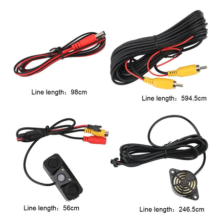 Car 3 In 1 Rear View Camera Parking Sensor Radar Set License Plate Lights Distance Control Parktronic System Universal