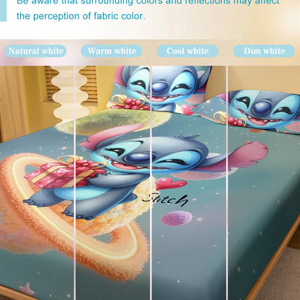 1 cartoon cute Stitch pattern digital printed frosted Fitted Sheet,bedroom printed bed cover,bedding(No pillowcase)