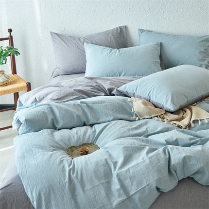2025 New All-cotton Quilt Cover Class A Yarn-dyed Washed Cotton Single Bed Cover Solid Light Blue Breathable Bedding 220x240