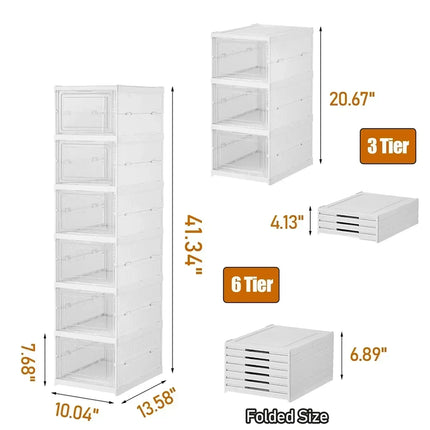 6-Layer Foldable Transparent Shoe Storage Box
