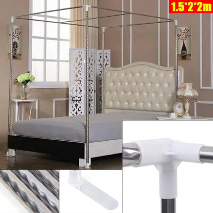 4 Corner Stainless Steel Bedding Canopy Frame Post Mosquito Netting Bracket Tool