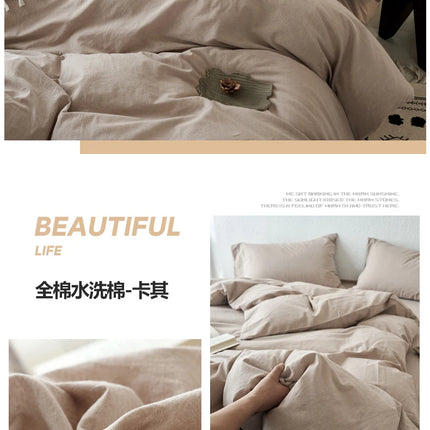 2025 New All-cotton Quilt Cover Class A Yarn-dyed Washed Cotton Single Bed Cover Solid Light Blue Breathable Bedding 220x240